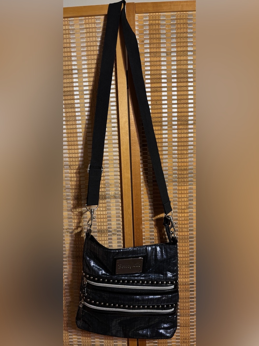 Betsey Johnson Black Textured Studded Crossbody Bag - Picture 2 of 14